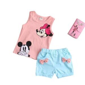 Disney Minnie Mouse Pink Tank Top & Blue Shorts Set 6-9 Months
